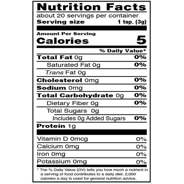 Image of  Shredded Horseradish Nutrition Facts Panel