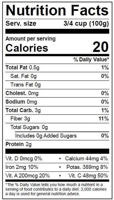 Image of  Sorrel Nutrition Facts Panel