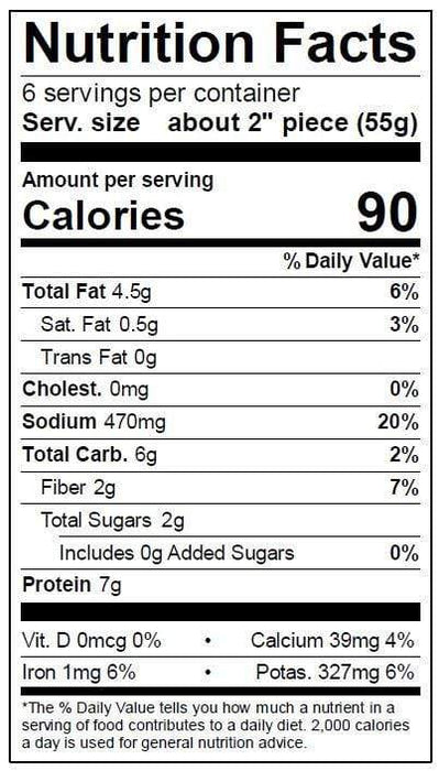 Soyrizo Nutrition Facts Panel
