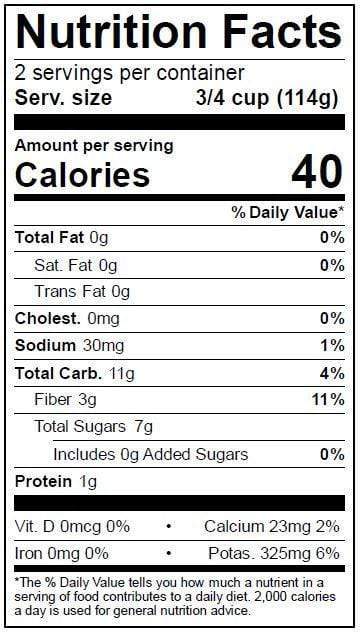 Image of  Steamed Baby Beets Nutrition Facts Panel