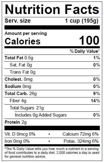 Image of  Sumo Citrus® Nutrition Facts Panel
