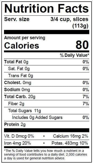Image of  Sunflower Chokes (Sunchokes) Nutrition Facts Panel
