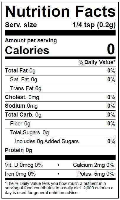 Image of  Tarragon Nutrition Facts Panel