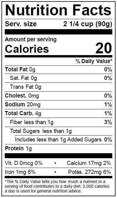 Image of  Treviso Nutrition Facts Panel