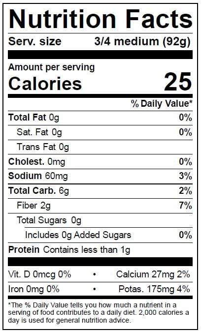 Image of  Turnip Nutrition Facts Panel