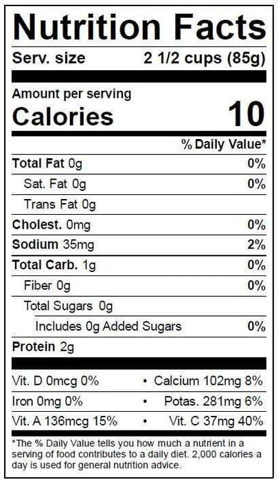Image of  Watercress Nutrition Facts Panel
