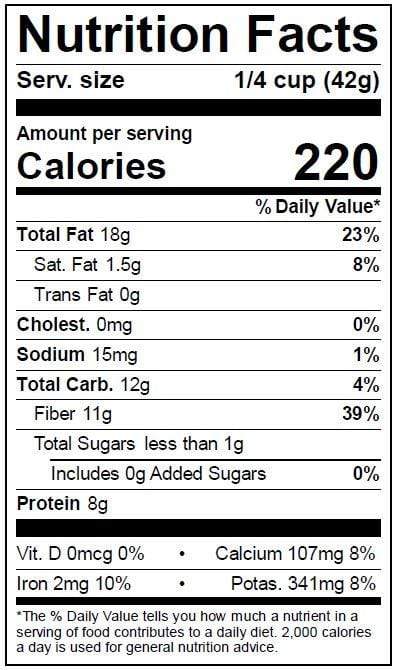 Image of  White Chia Seeds Nutrition Facts Panel