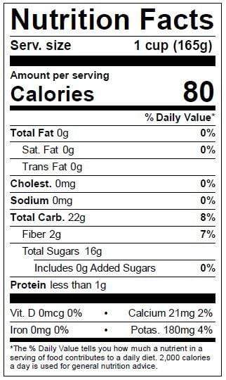 Image of  White Pearl<sup>®</sup> Pineapples Nutrition Facts Panel